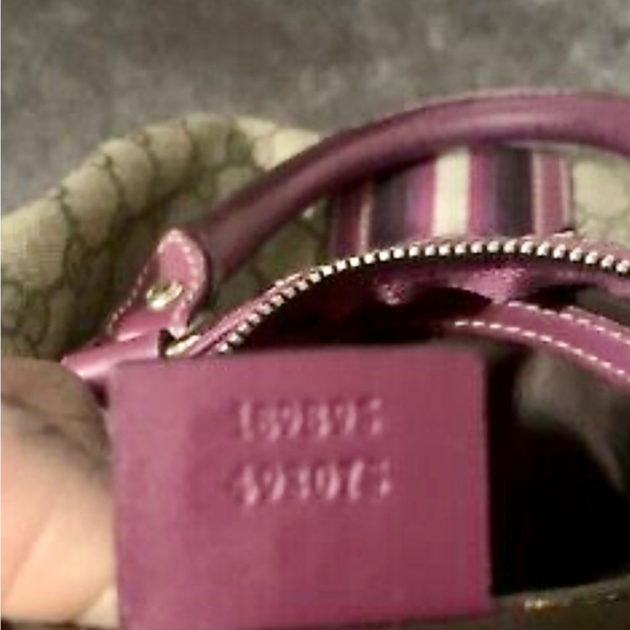 AUTHENTIC GUCCI MEDIUM GG COATED CANVAS JOY BOSTON WEB HANDBAG BEIGE/PUR… - Picture 4 of 6